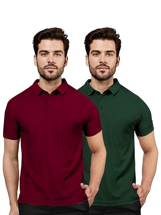 Men's Polo T-Shirt | Pack of 2 | Half Sleeve Soft & Stylish Regular Fit
